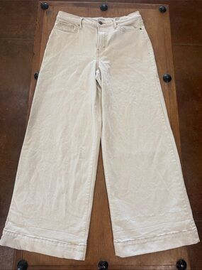 a.n.a Cream High-Rise Wide Leg Jeans with Contrast Stitching
